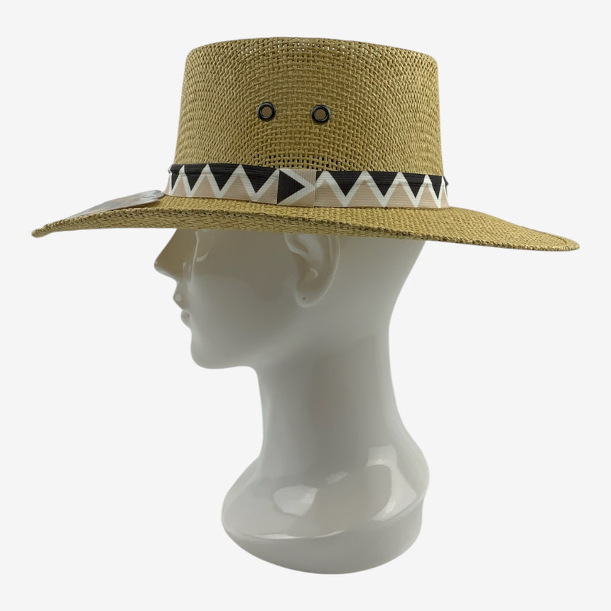 Ventilated Crown, Pattern Band Wide-Brim Straw Bolero | Hats