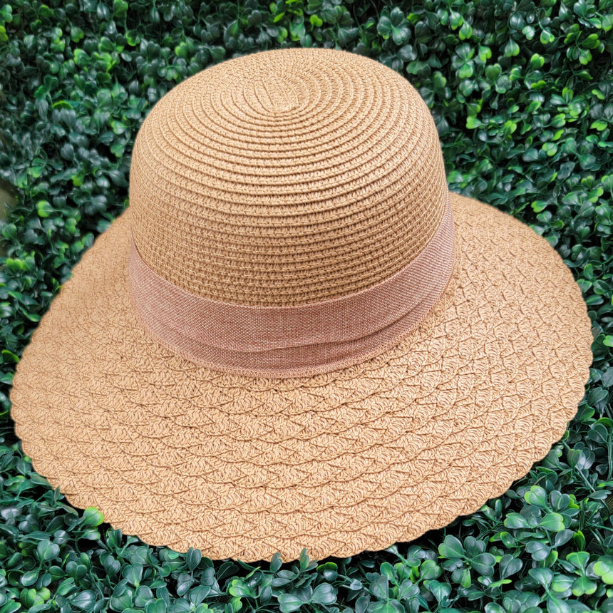 Wide-Brim Woven Straw Sun Hat with Bow Ribbon Trim | Hats