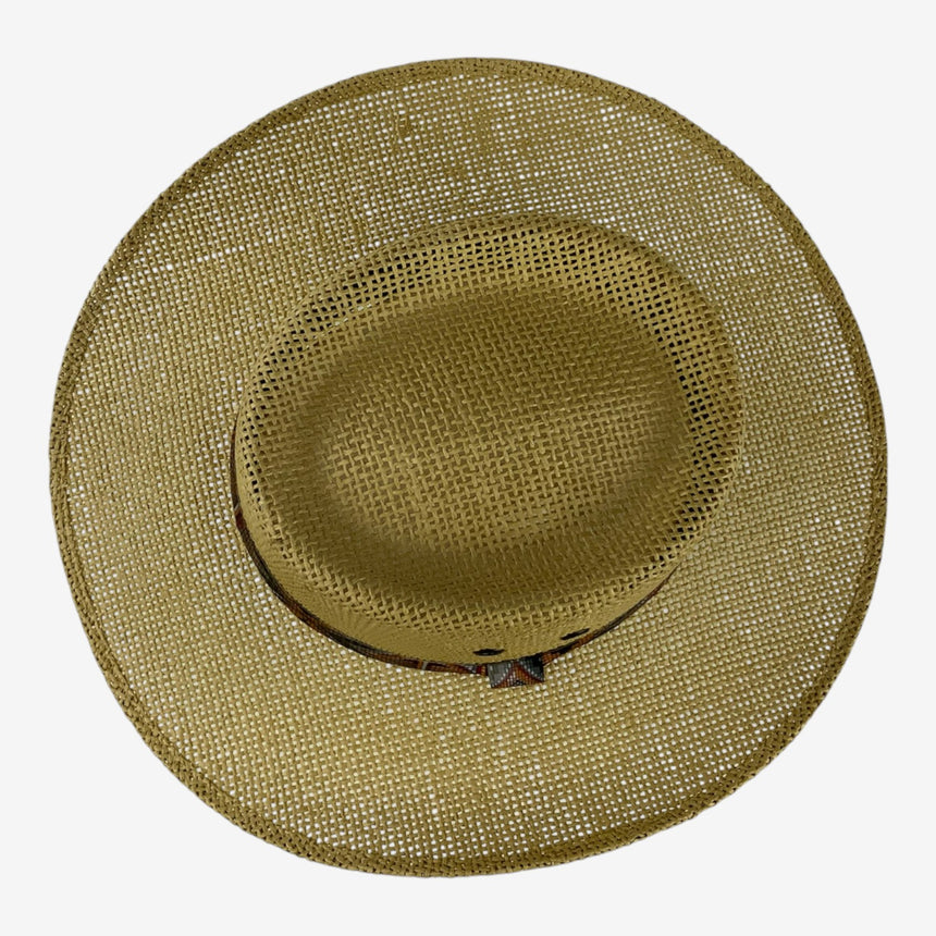 Ventilated Crown, Pattern Band Wide-Brim Straw Bolero | Hats