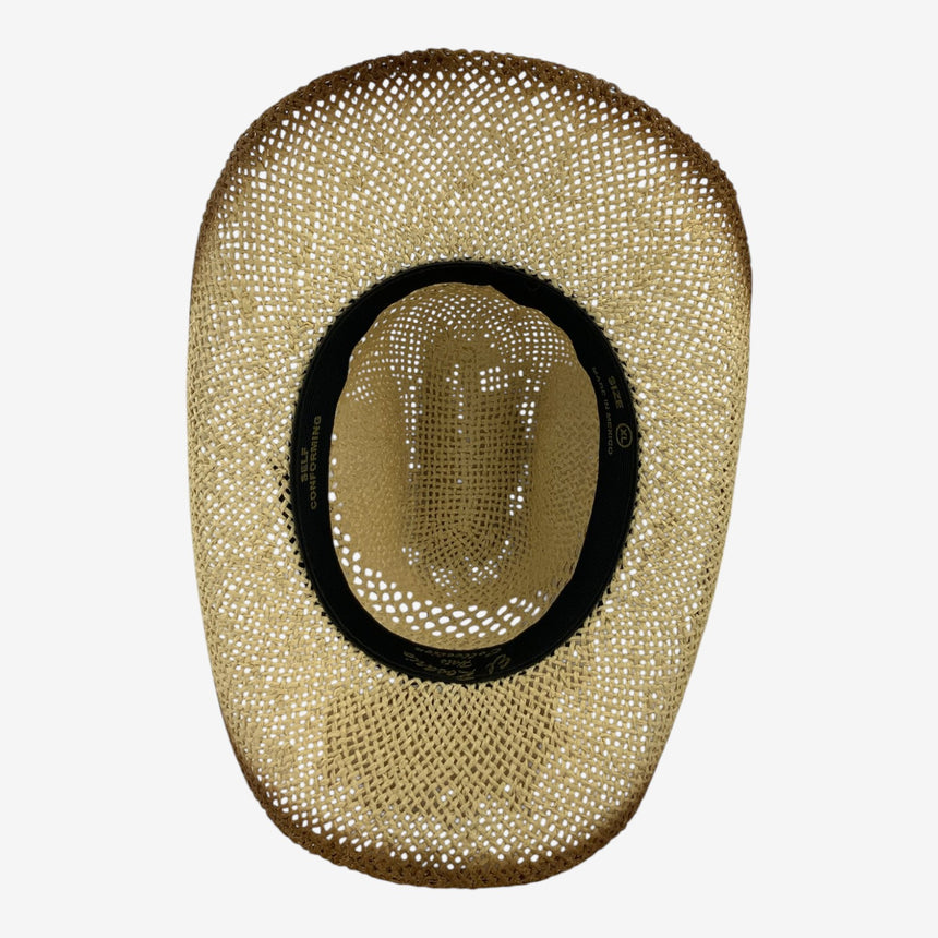 Dark Edges Vented Straw Western Style, Open-Weave Crown & Curved Brim | Hats