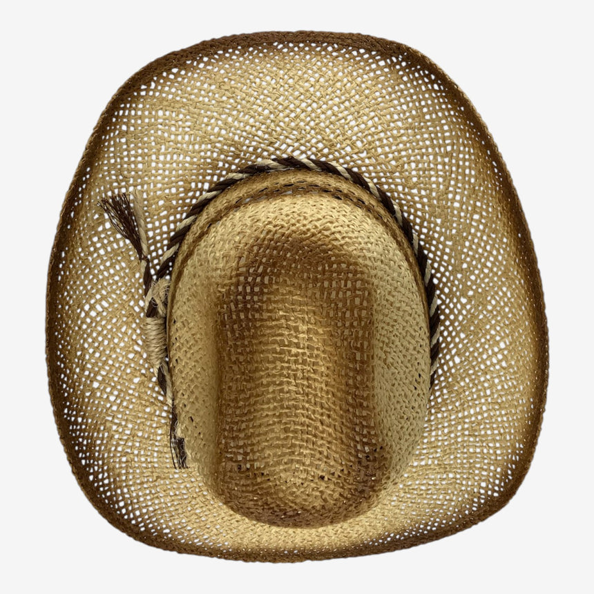 Dark Edges Vented Straw Western Style, Open-Weave Crown & Curved Brim | Hats