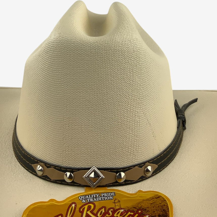 Cream Shantung Straw Western — Structured Brim, Feather Accent | Hats