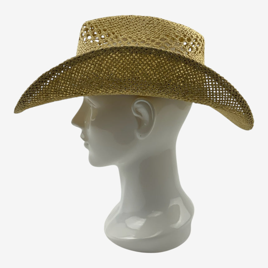 Vented Straw Western Style, Open-Weave Crown & Curved Brim | Hats