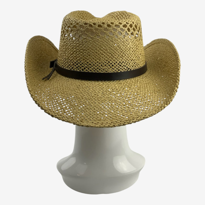 Vented Straw Western Style, Open-Weave Crown & Curved Brim | Hats