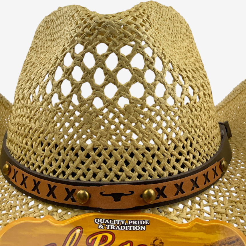 Vented Straw Western Style, Open-Weave Crown & Curved Brim | Hats