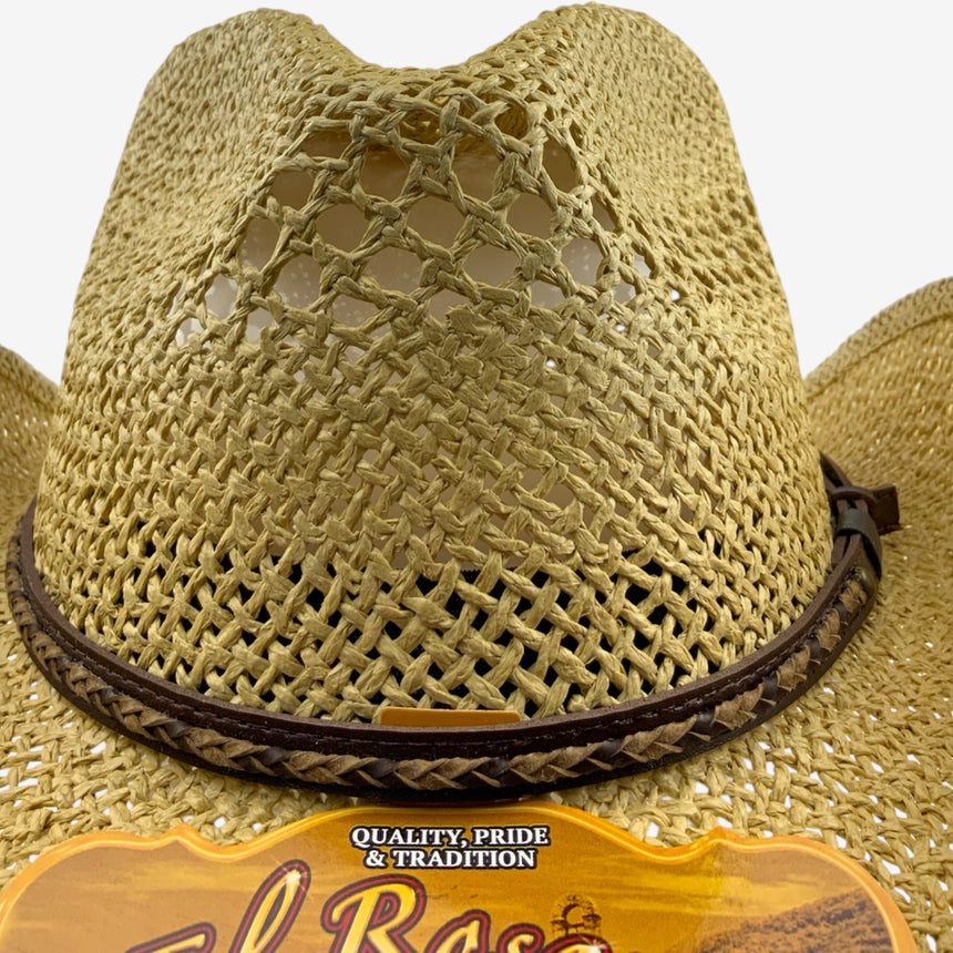 Vented Straw Western Style, Open-Weave Crown & Curved Brim | Hats