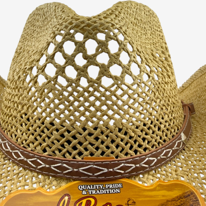 Vented Straw Western Style, Open-Weave Crown & Curved Brim | Hats