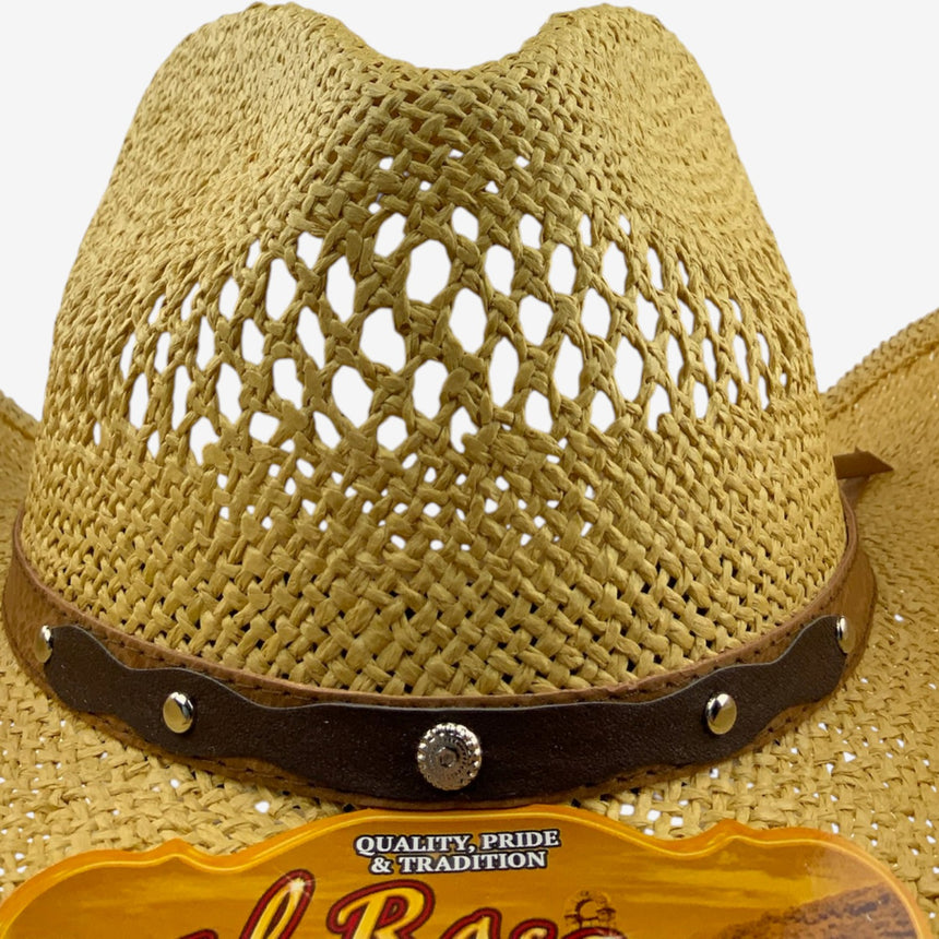 Vented Straw Western Style, Open-Weave Crown & Curved Brim | Hats