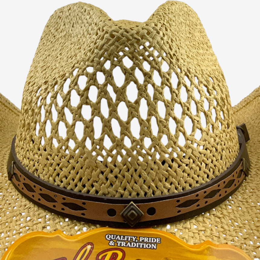 Vented Straw Western Style, Open-Weave Crown & Curved Brim | Hats