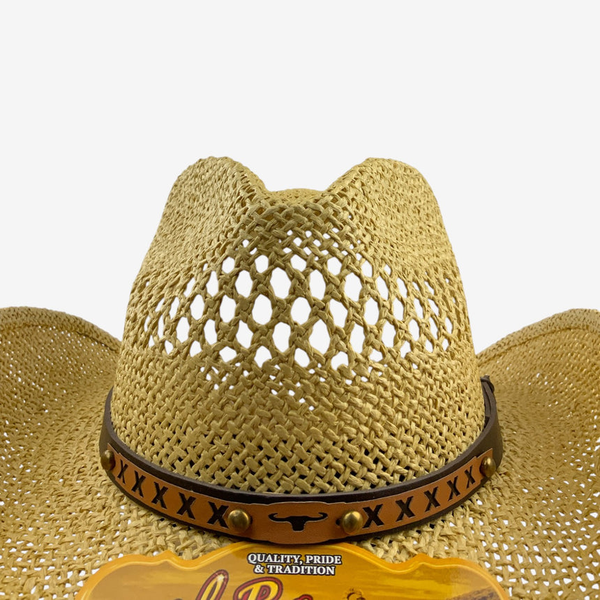 Vented Straw Western Style, Open-Weave Crown & Curved Brim | Hats