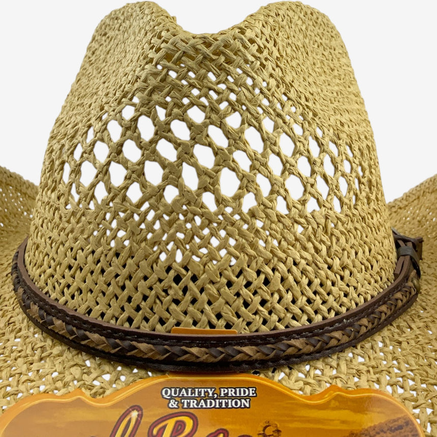Vented Straw Western Style, Open-Weave Crown & Curved Brim | Hats