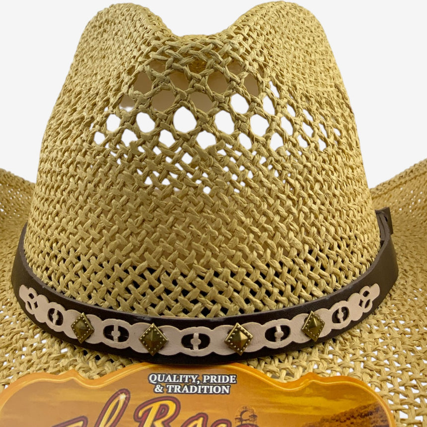 Vented Straw Western Style, Open-Weave Crown & Curved Brim | Hats