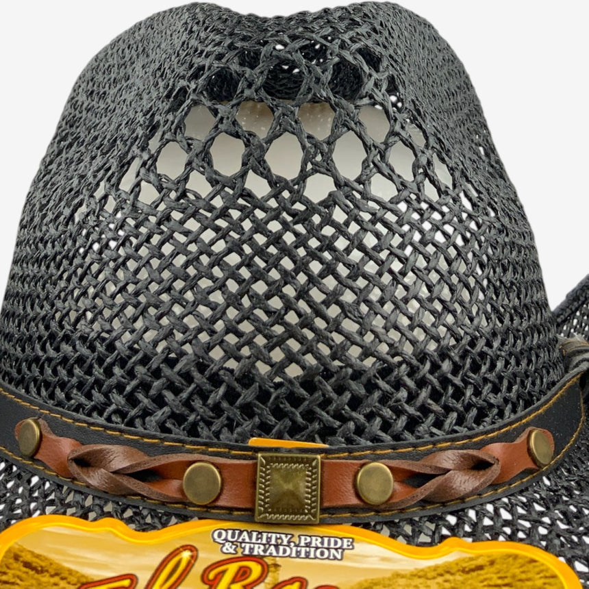 Black Open-Weave Western — Breathable Crown, Braided Band | Hats