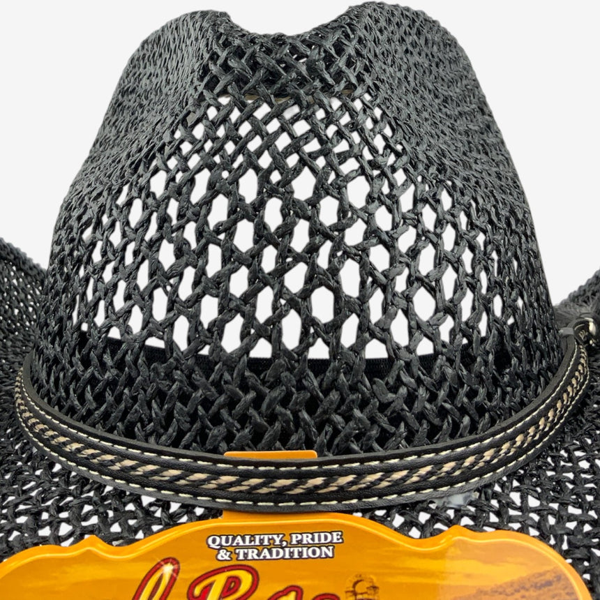 Black Open-Weave Western — Breathable Crown, Braided Band | Hats