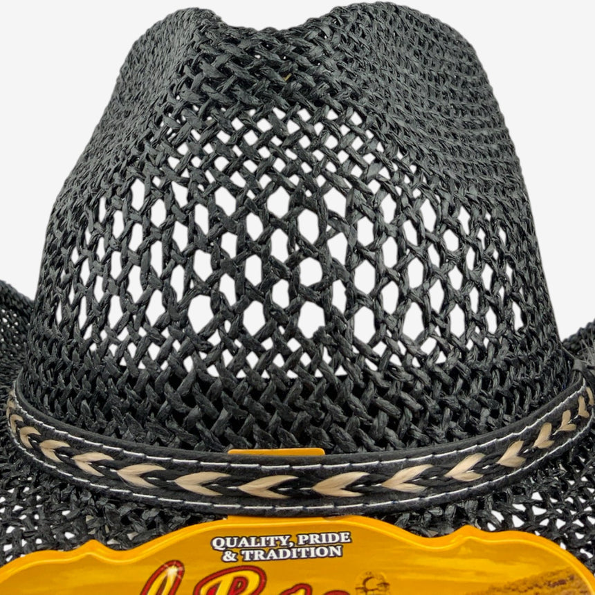 Black Open-Weave Western — Breathable Crown, Braided Band | Hats