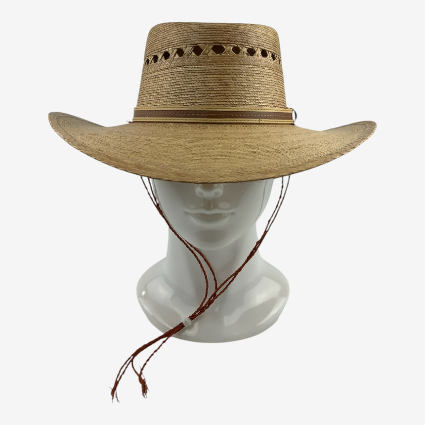 Palm Straw Gambler — Wide Brim, Vent Row Crown, Adjustable Chin Cord | Hats