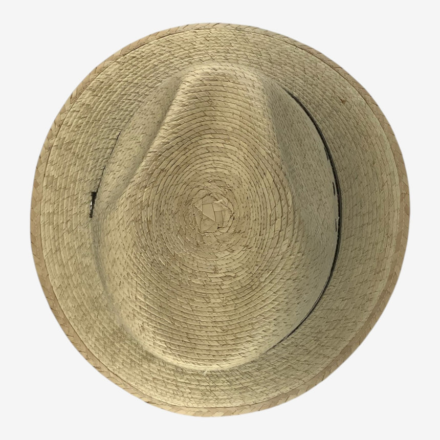 Woven Straw Fedora Hat with Vent Eyelets & Black Band | Hats