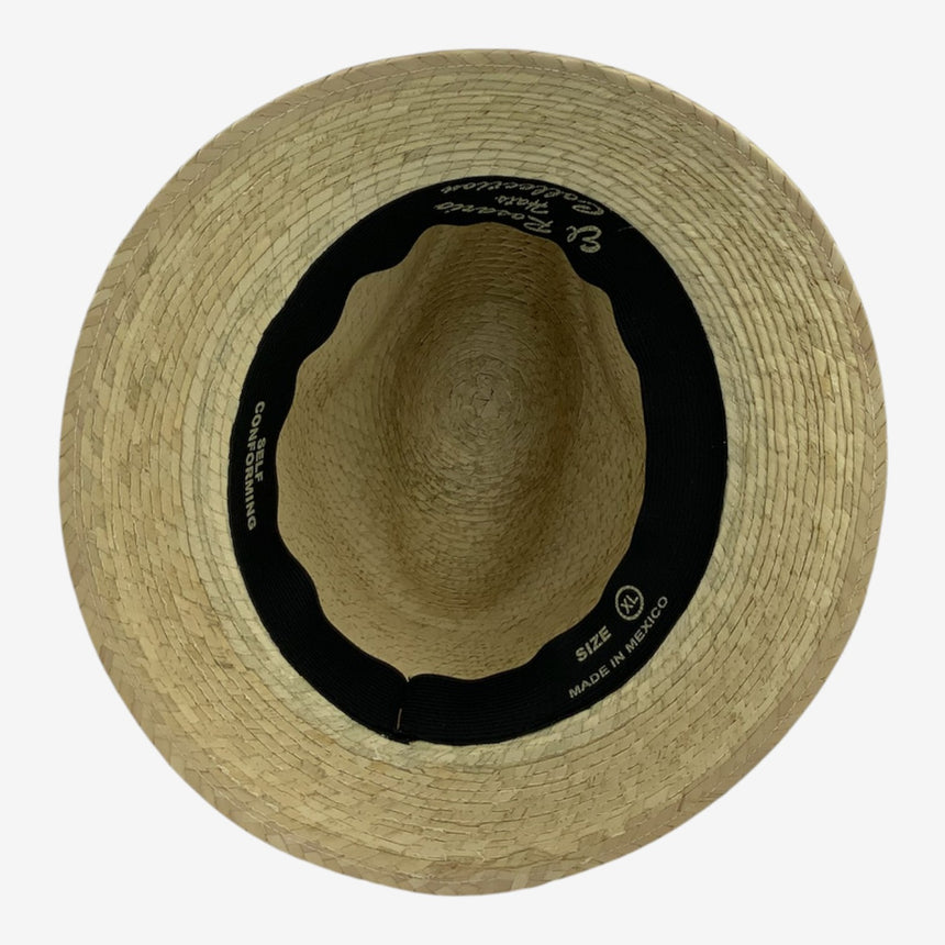 Woven Straw Fedora Hat with Vent Eyelets & Black Band | Hats
