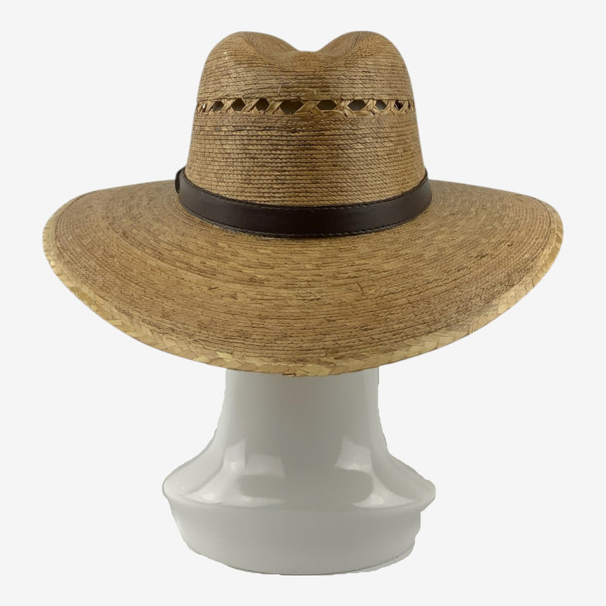 Vented Palm Straw Wide-Brim Western Hat with Leather Band | Hats