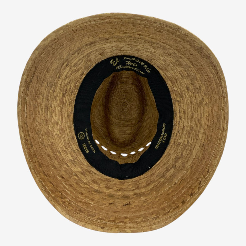 Vented Palm Straw Wide-Brim Western Hat with Leather Band | Hats