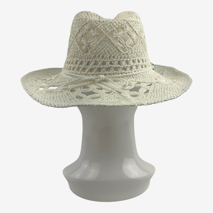 Crochet Straw Western Sun Hat w/ Turquoise Concho Band | Hats