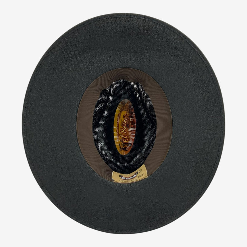 Black Rancher Hat — Wide-Brim Paper Straw with Faux Leather Band | Hats