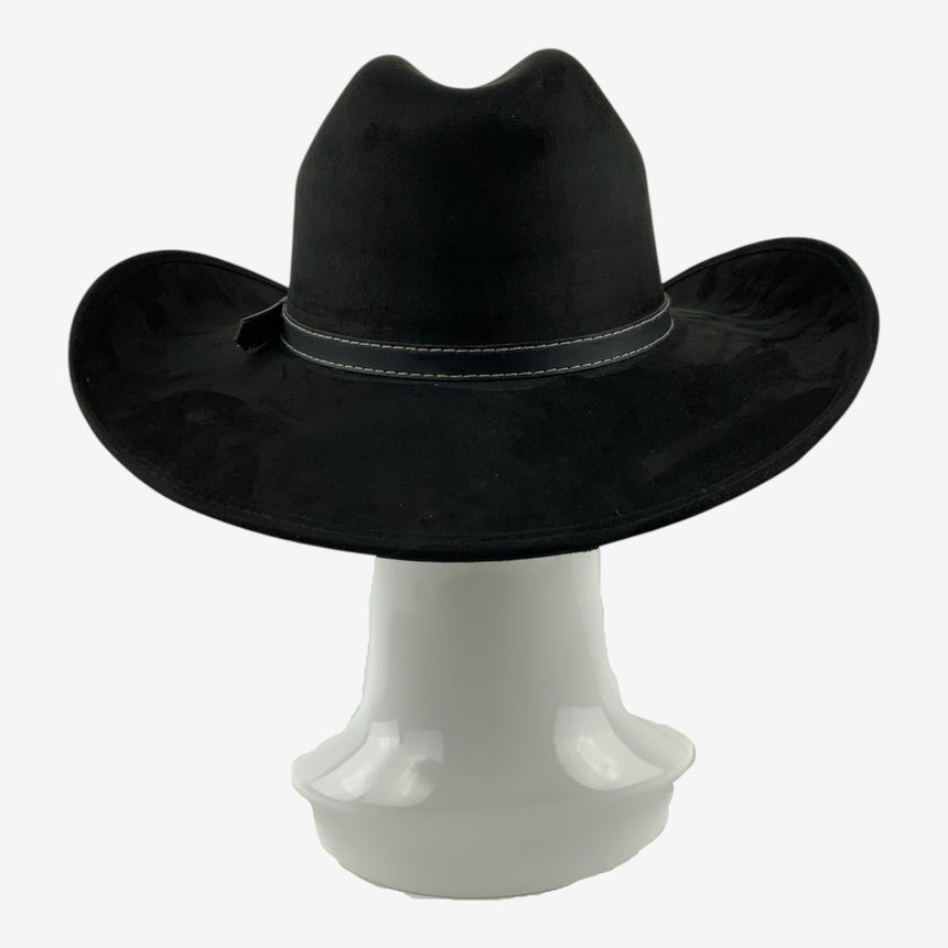 Black Felt Wide-Brim Western with Studded Leather Band | Hats