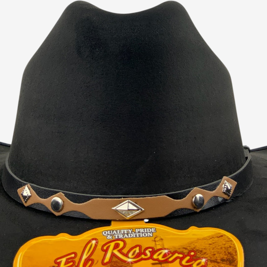 Black Felt Wide-Brim Western with Studded Leather Band | Hats