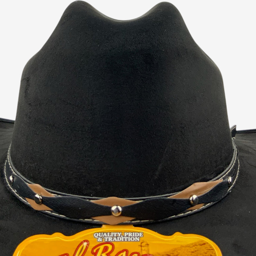 Black Felt Wide-Brim Western with Studded Leather Band | Hats