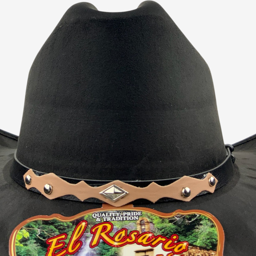 Black Felt Wide-Brim Western with Studded Leather Band | Hats