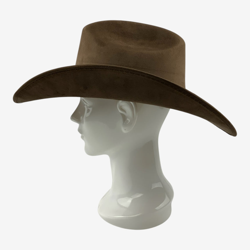 Cowboy Western Hat — Wool Felt, Upturned Brim in Brown | Hats