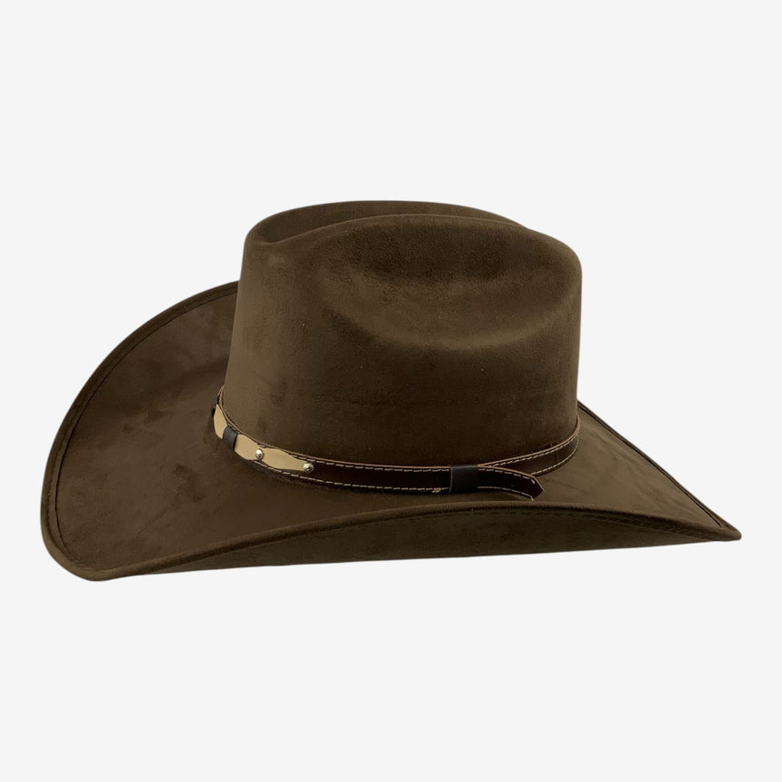 Cowboy Western Hat — Wool Felt, Upturned Brim in Brown | Hats