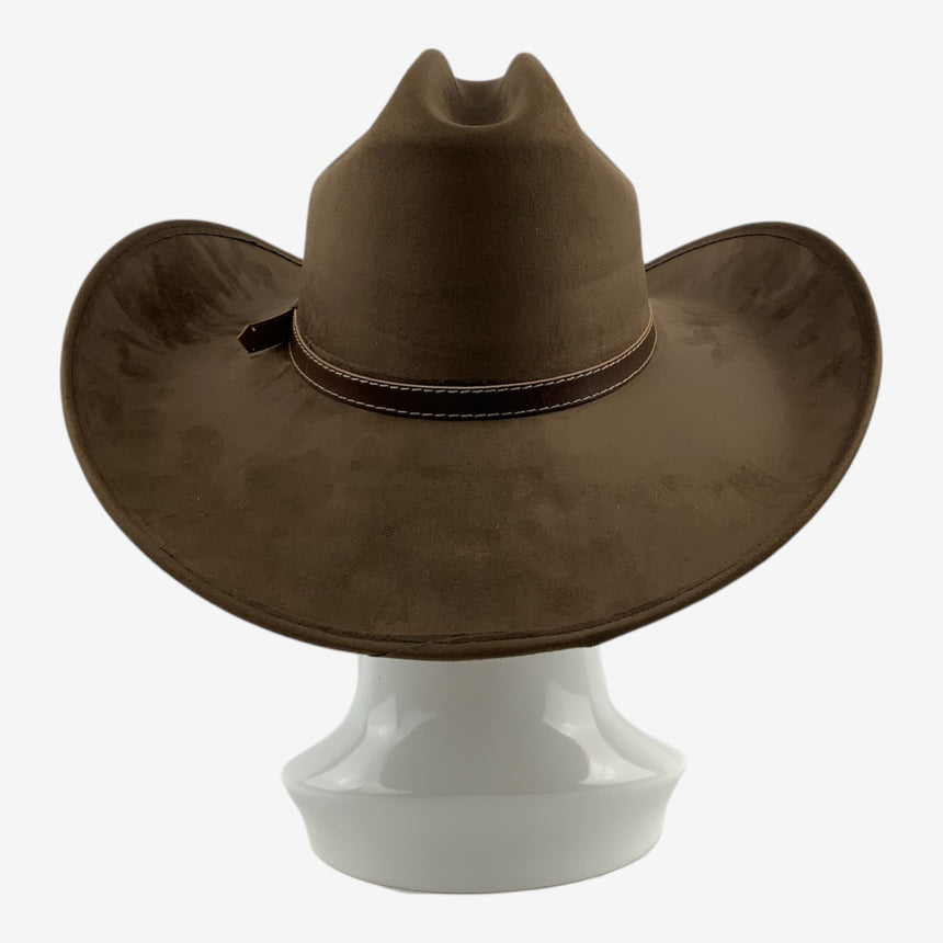 Cowboy Western Hat — Wool Felt, Upturned Brim in Brown | Hats