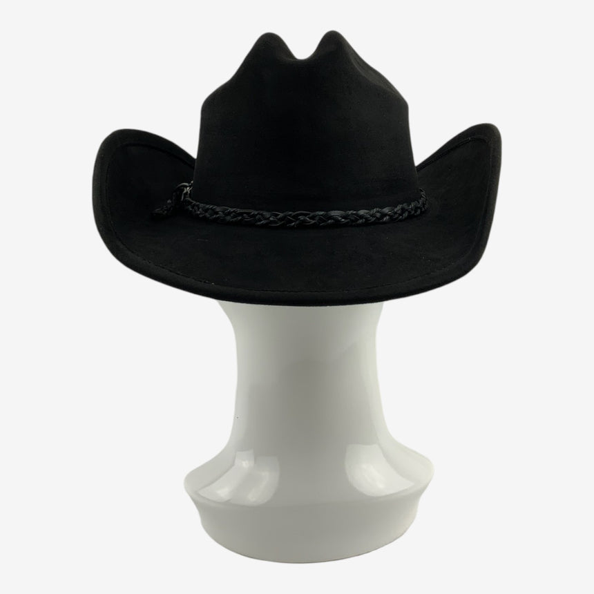 Black Felt Cowboy Hat with Braided Band, Upturned Brim | Hats