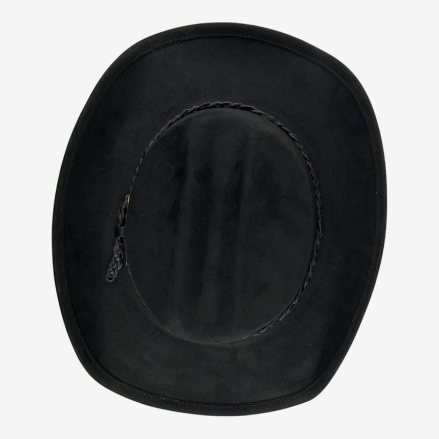 Black Felt Cowboy Hat with Braided Band, Upturned Brim | Hats