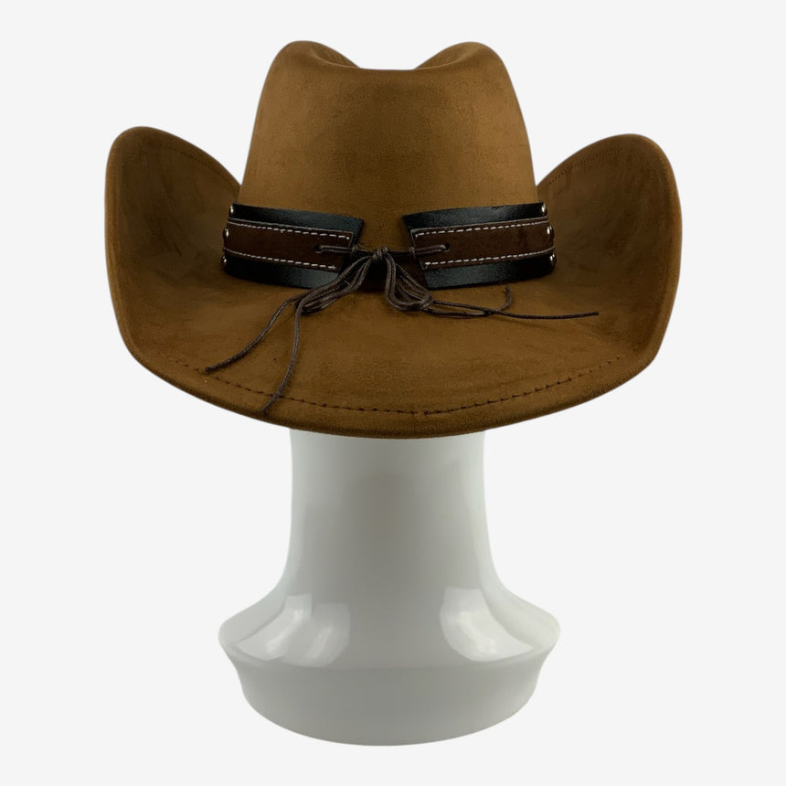 Brown Felt Cowboy Hat with Longhorn Emblem and Studded Band | Hats