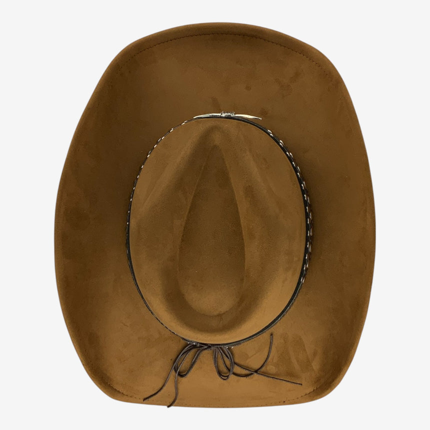 Brown Felt Cowboy Hat with Longhorn Emblem and Studded Band | Hats
