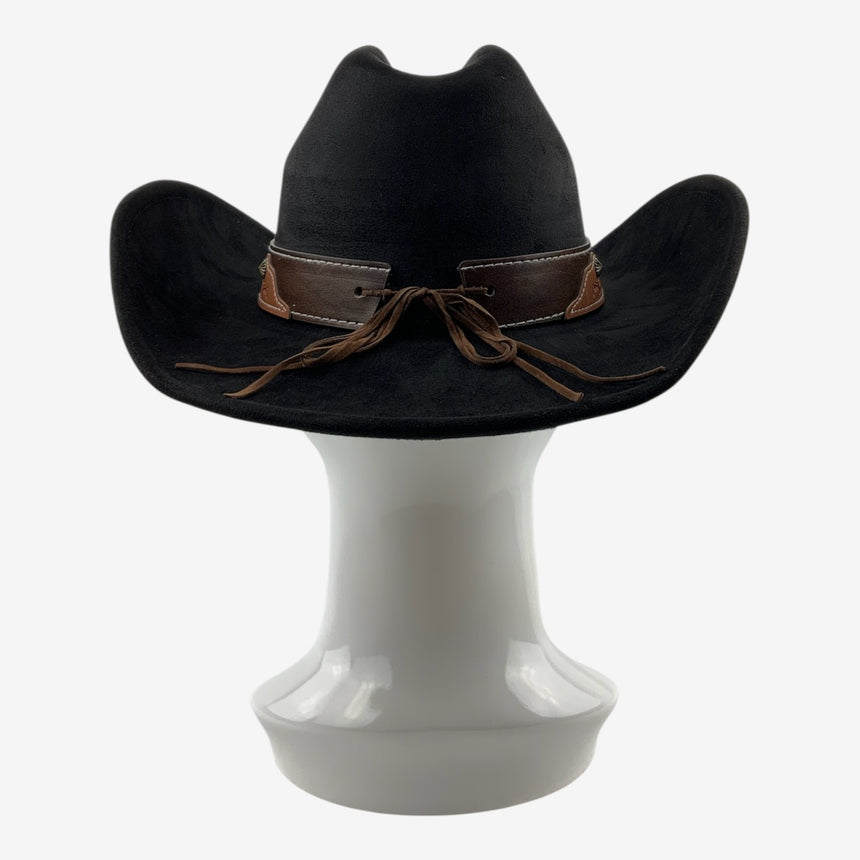 Black Felt Cowboy Hat with Longhorn Emblem and Studded Band | Hats