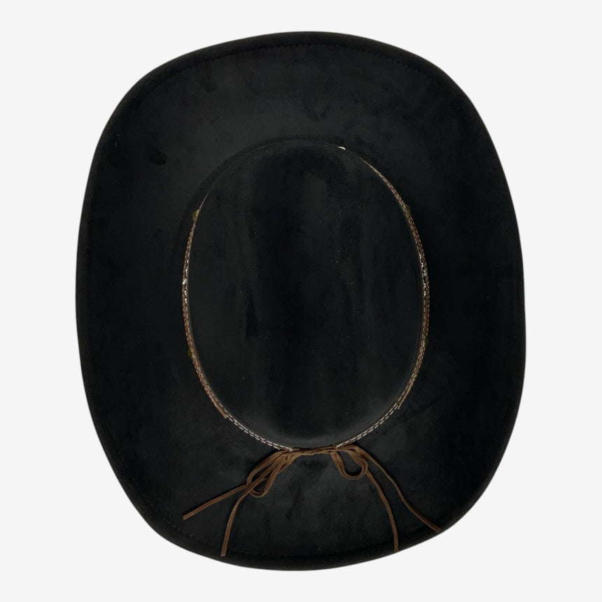 Black Felt Cowboy Hat with Longhorn Emblem and Studded Band | Hats