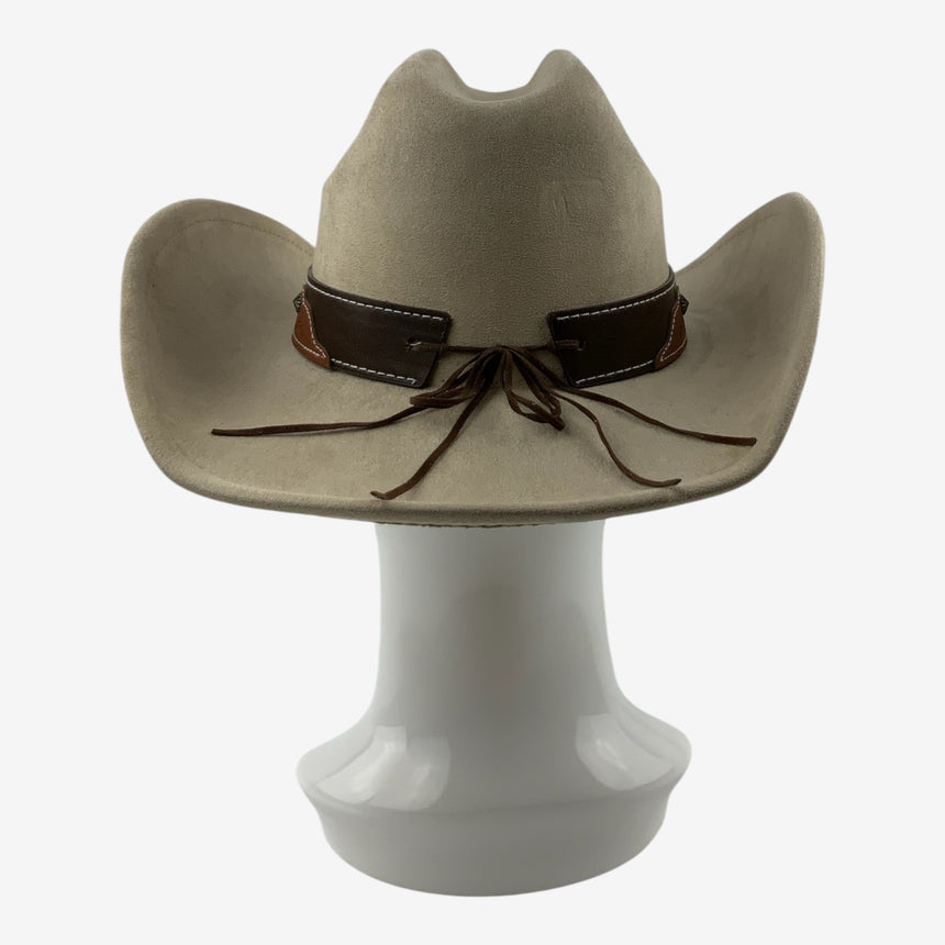 Bone Felt Cowboy Hat with Longhorn Emblem and Studded Band | Hats