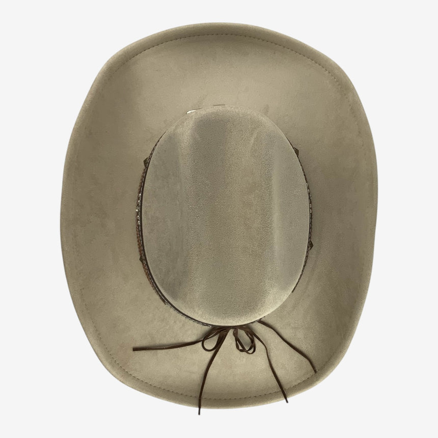 Bone Felt Cowboy Hat with Longhorn Emblem and Studded Band | Hats