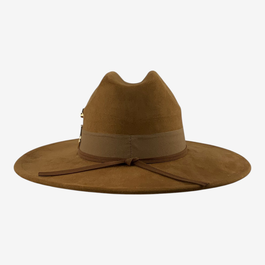 Wide-Brim Wool Felt Rancher Hat with Western Charm Pins | Hats