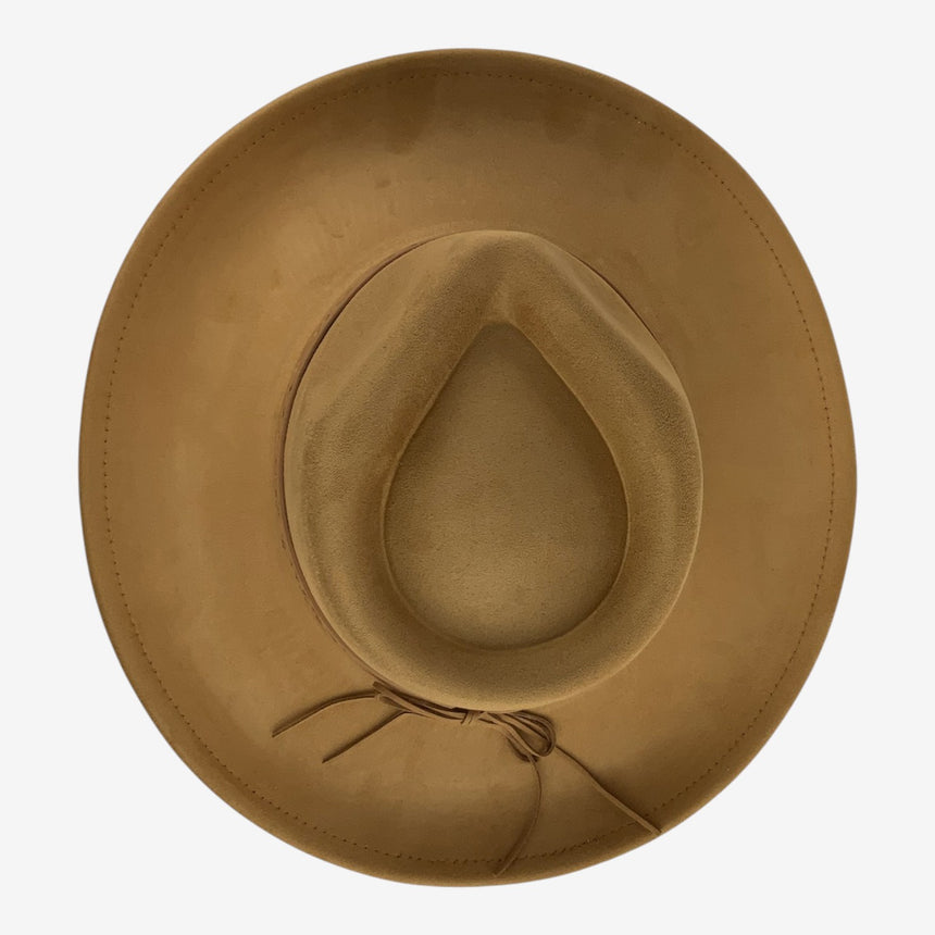Wide-Brim Wool Felt Fedora with Embroidered Floral Band | Hats