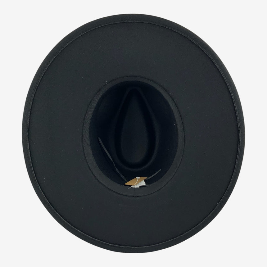 Structured Wide-Brim Wool Felt Fedora with Gold-Tone Chain Band | Hats