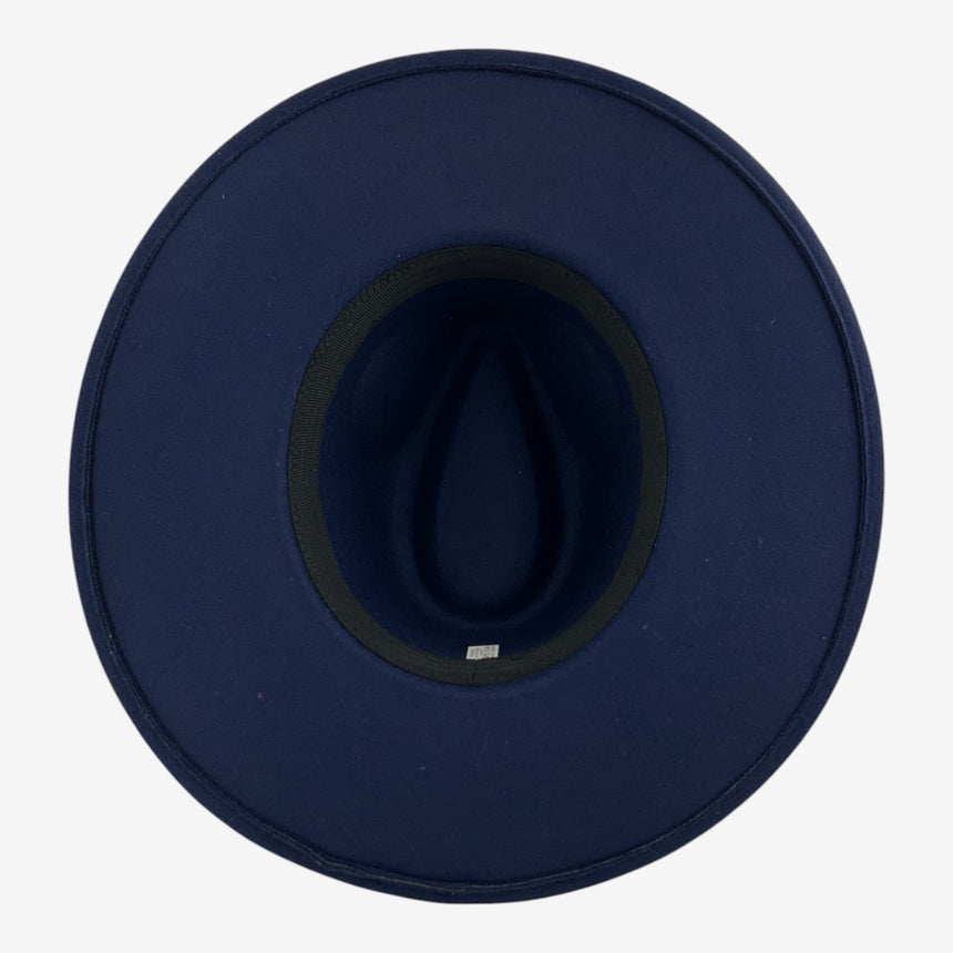 Structured Wide-Brim Wool Felt Fedora with Gold-Tone Chain Band | Hats