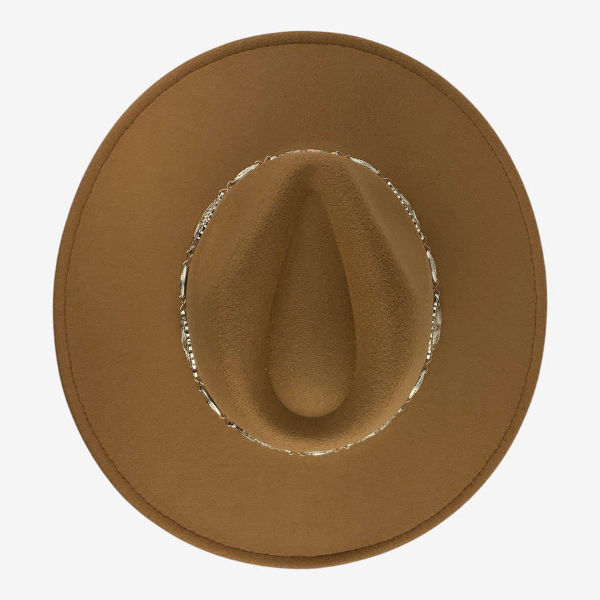 Wide-Brim Wool Felt Fedora with Silver Concho Band | Hats