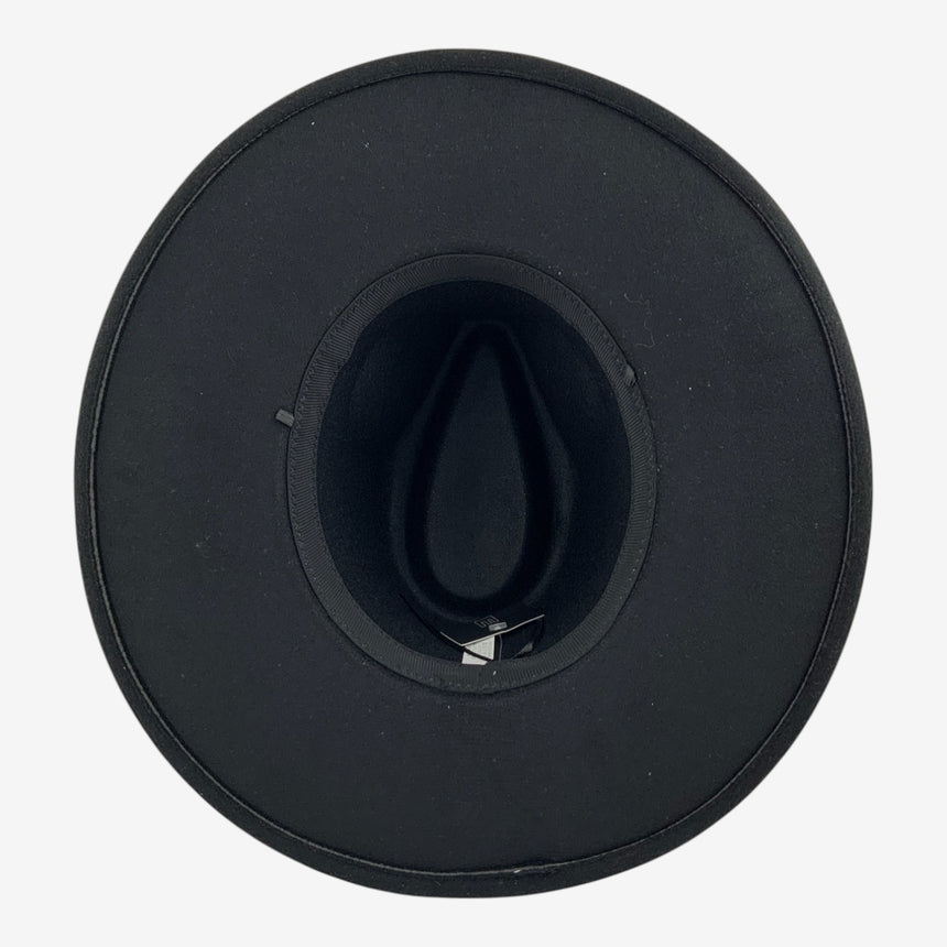 Wide-Brim Wool Felt Fedora with Slim Gold-Tone Chain | Hats