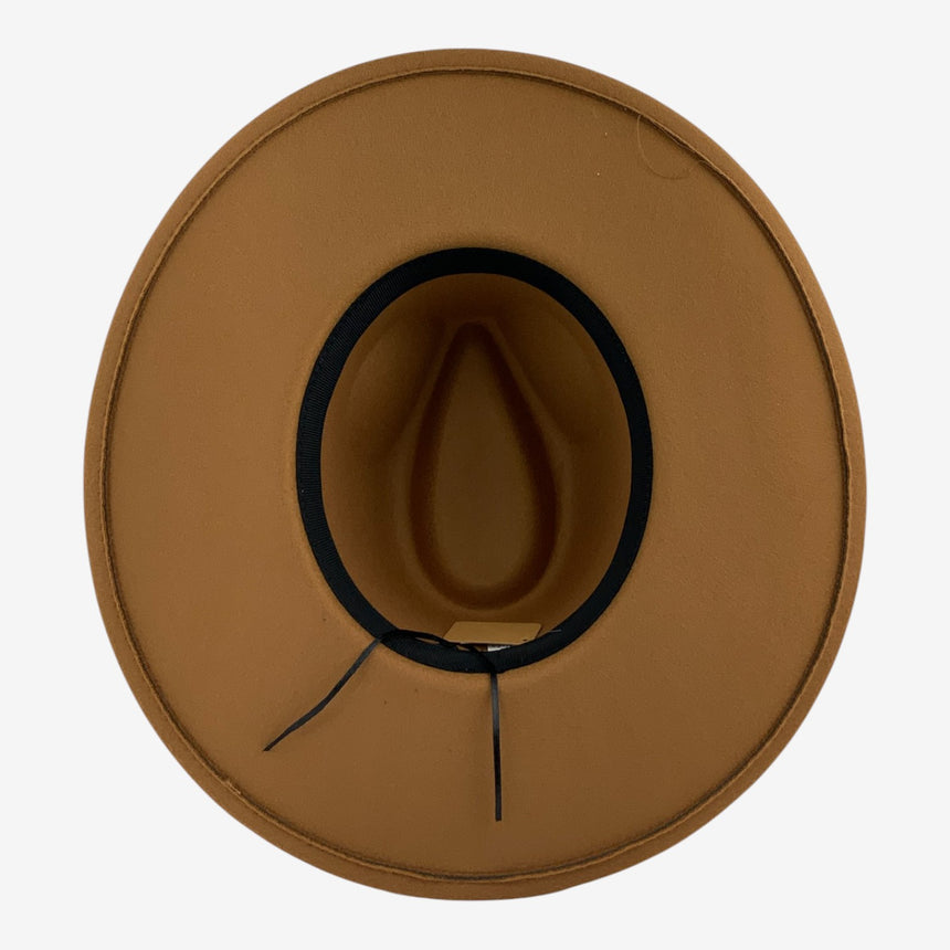 Wide-Brim Wool Felt Fedora with Slim Gold-Tone Chain | Hats