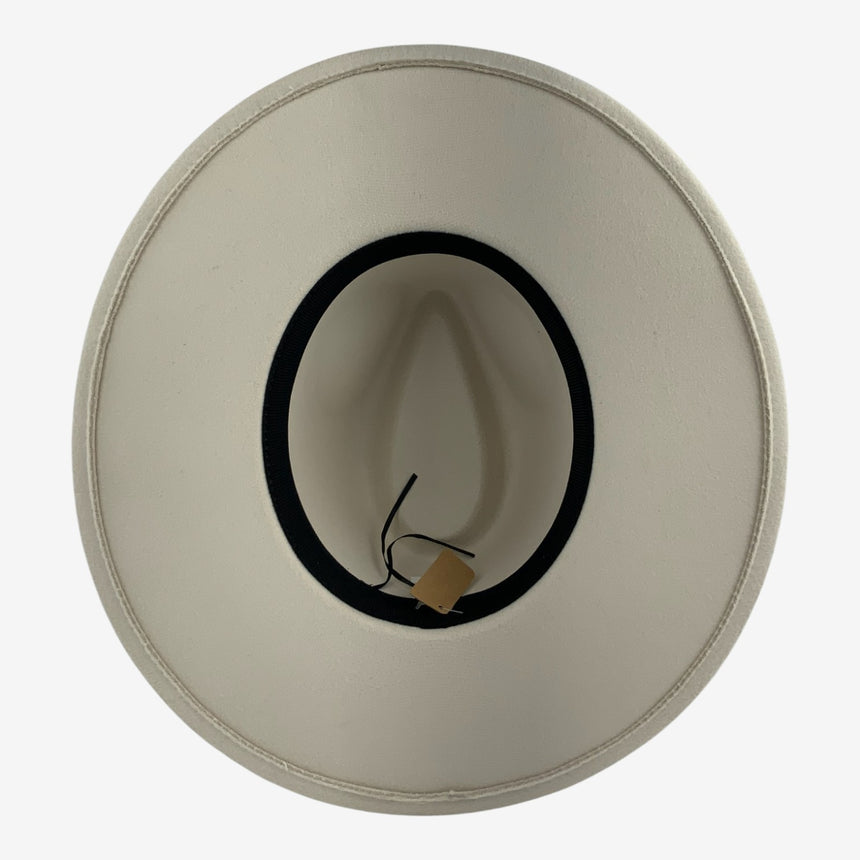 Wide-Brim Wool Felt Fedora with Slim Gold-Tone Chain | Hats