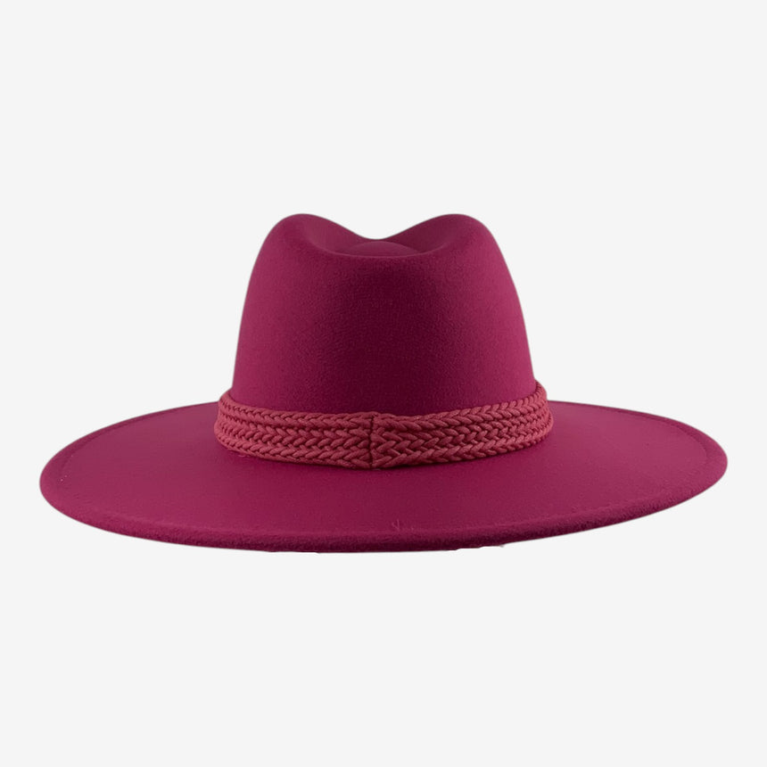 Wide-Brim Wool Felt Fedora with Braided Cord Band | Hats